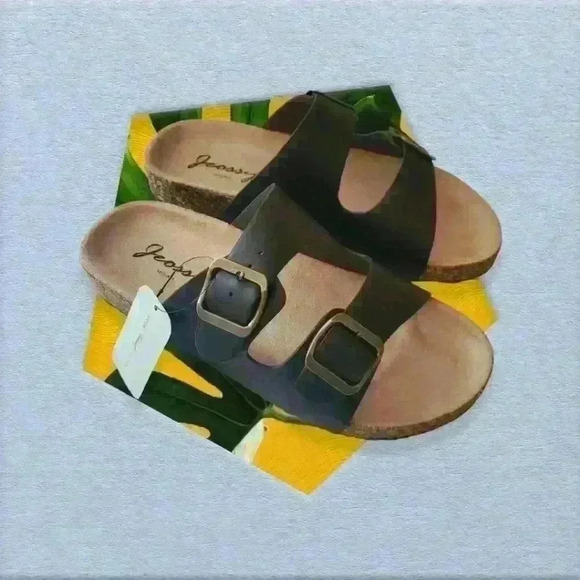 Jeossy Women's Two Buckle Slides Sandals Adjustable Summer Shoe - Picture 8 of 10